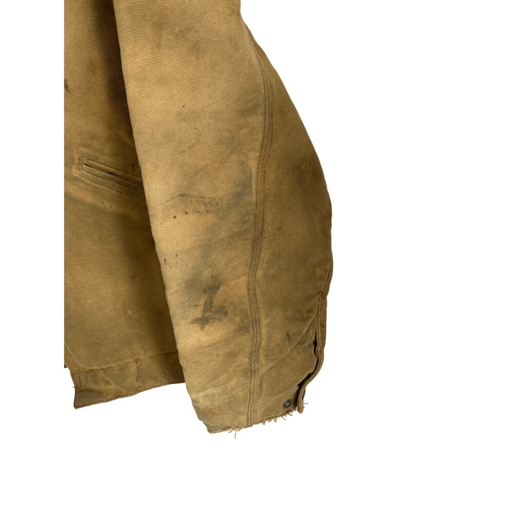 Carhartt Vintage Detroit Jacket Tan Corduroy Collar Full Zip Blanket Lined sz 42 - Picture 2 of 11
